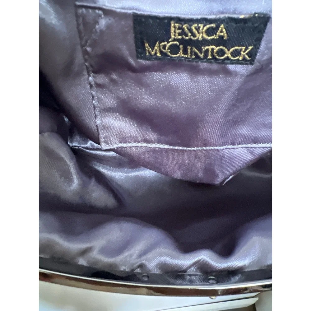 Jessica McClintock Charcoal Grey Satin Pleated Evening Clutch Crossbody Bag Glam